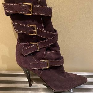Roberto Cavalli aubergine suede boots